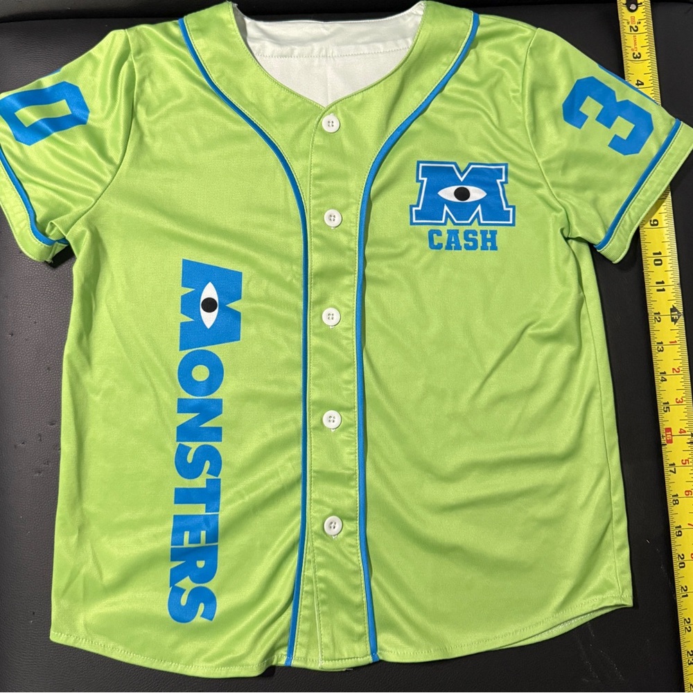 Monsters Inc Mike Wazowski Jersey Boys Medium #30 Disneyland “CASH”